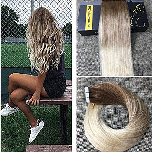 Ugeat 18inch Tape In Real Hair Extentions Full Head Remy