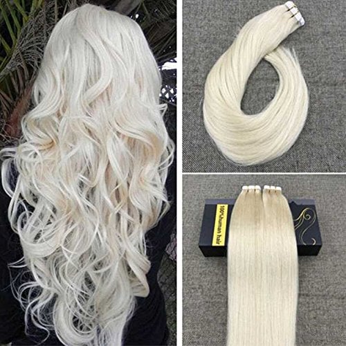 Ugeat 24inch Tape In Hair Extensions Human Hair 40pcs 100gram Tape