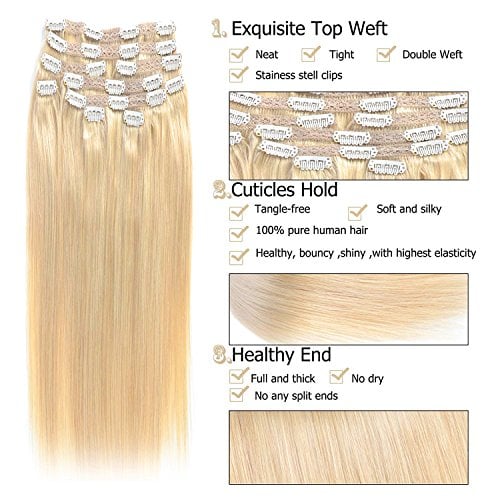 Gex 14 22 E2 80 B Remy Human Hair Extensions Full Head Lace Clip In With 10 Separate Pieces Total 22 Clips Silky Straight Remy Hair Color60 Platinum Gex 14 22 E2 80 B Remy Human Hair Extensions Full Head Lace Clip In With 10 Separate Pieces Total 22 Clips Silky Straight Remy Hair Color60 Platinum